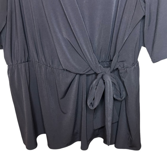 Lane Bryant shirt faux wrap with tie navy blue stretch size 22 24 - Picture 5 of 10